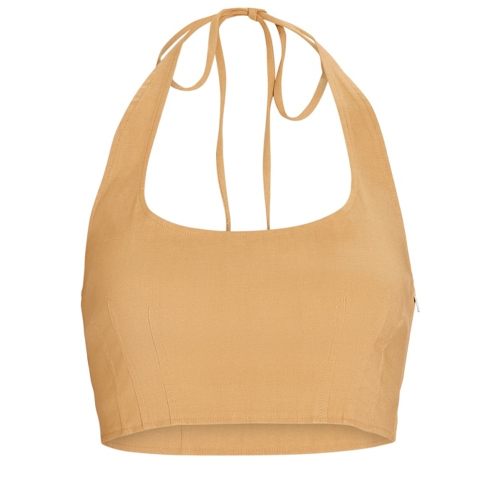ALC Regina Linen Blend Halter Crop Top